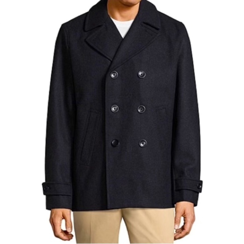 Claiborne Men’s double breasted Jacket Coat Peacoat Size XL black